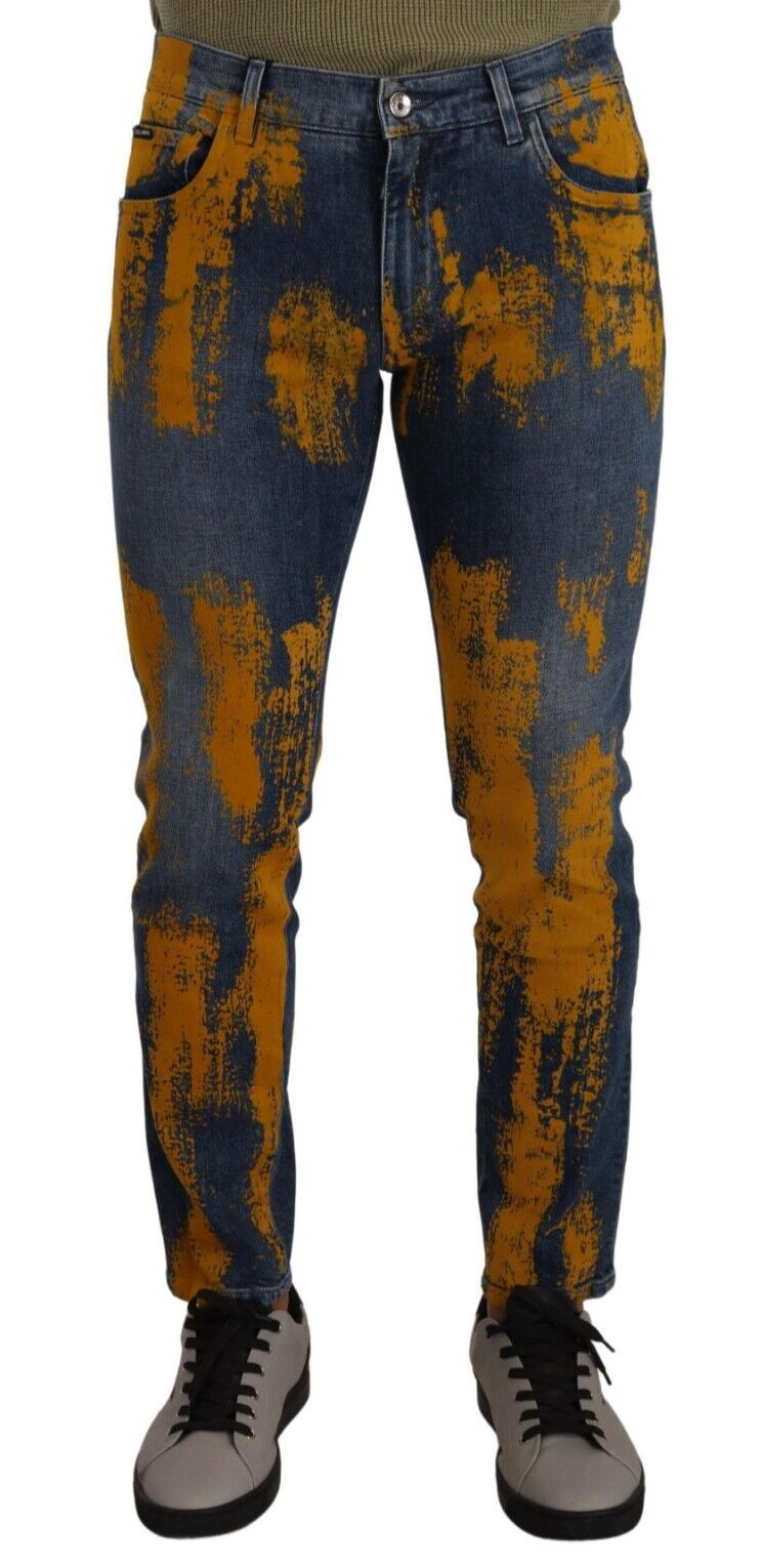 Blau Gelb Dye Baumwolle Skinny Männer Denim Jeans
