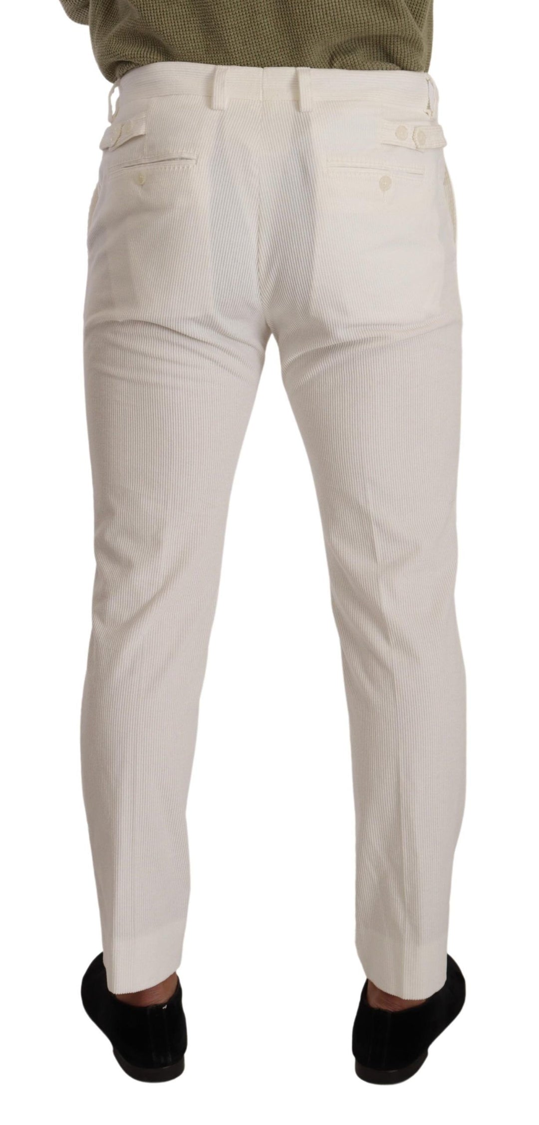 Weiße Skinny-Cord-Hose aus Baumwolle