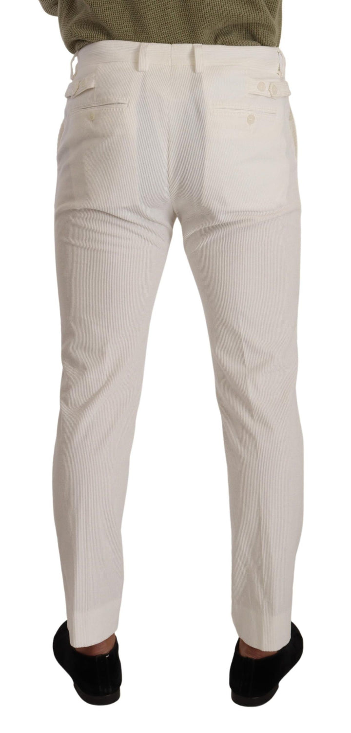 Weiße Skinny-Cord-Hose aus Baumwolle