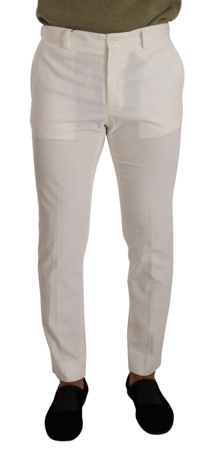 Weiße Skinny-Cord-Hose aus Baumwolle