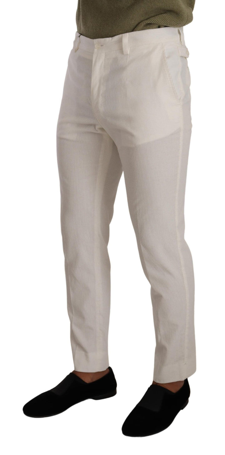 Weiße Skinny-Cord-Hose aus Baumwolle