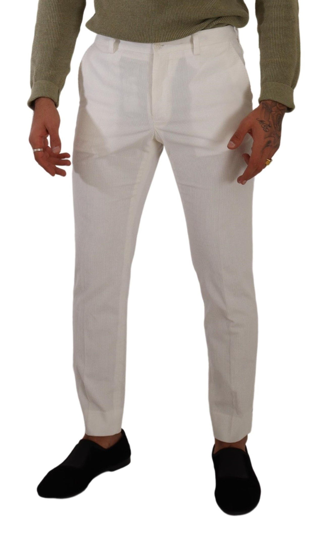 Weiße Skinny-Cord-Hose aus Baumwolle