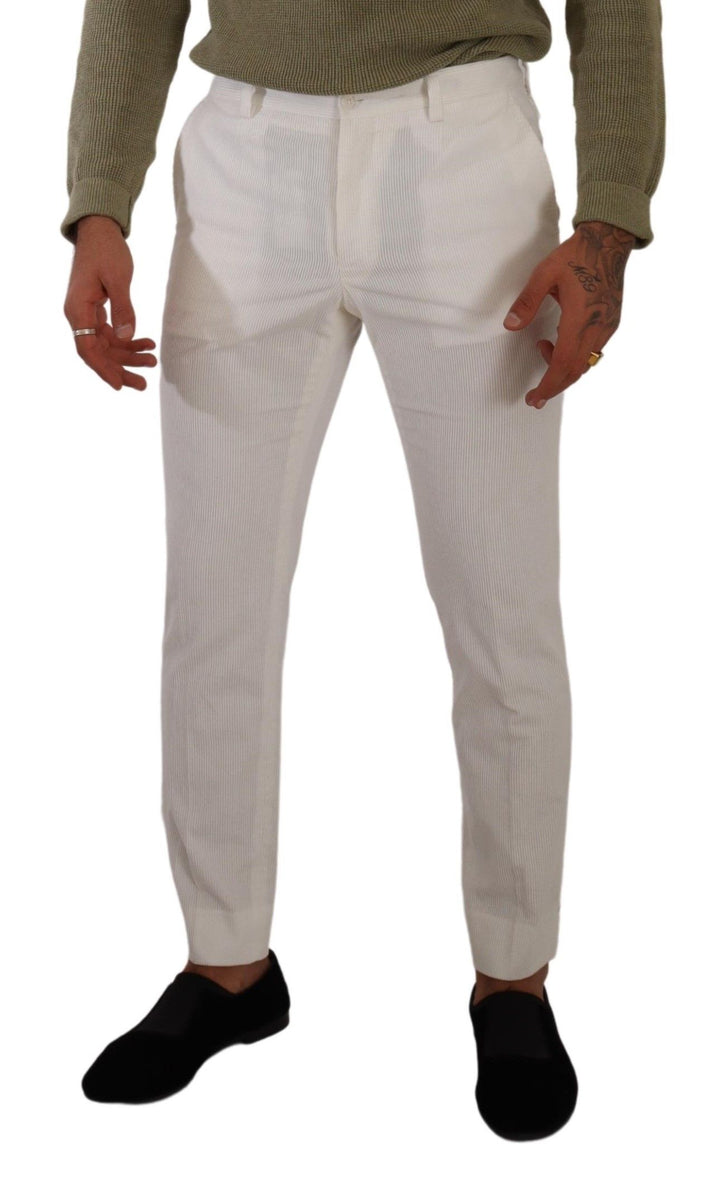 Weiße Skinny-Cord-Hose aus Baumwolle
