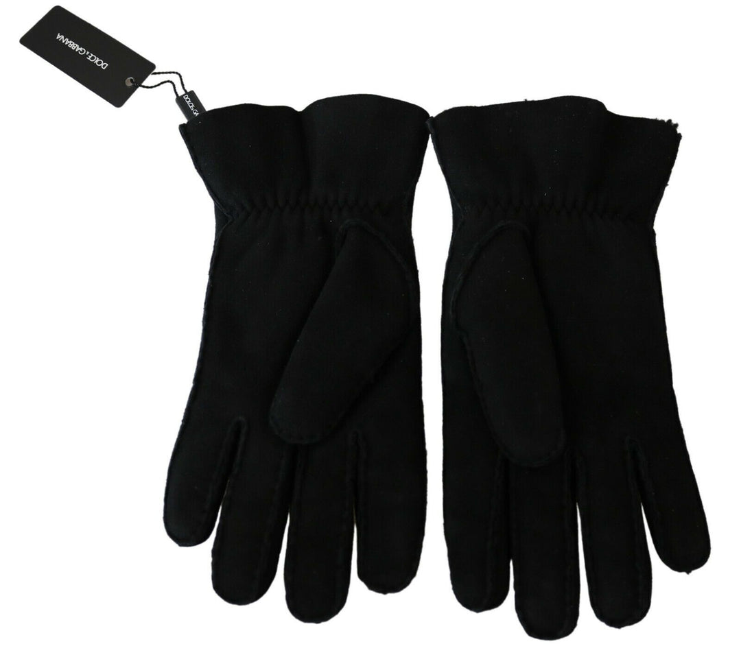 Dolce & Gabbana Elegante schwarze Leder-Biker-Handschuhe