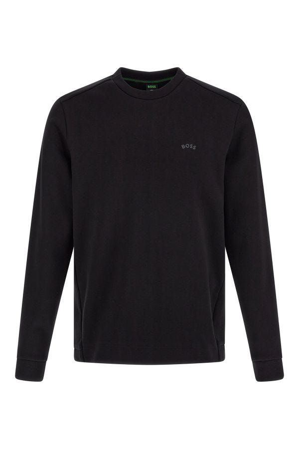 Elegant round neck sweatshirt made of black cotton
