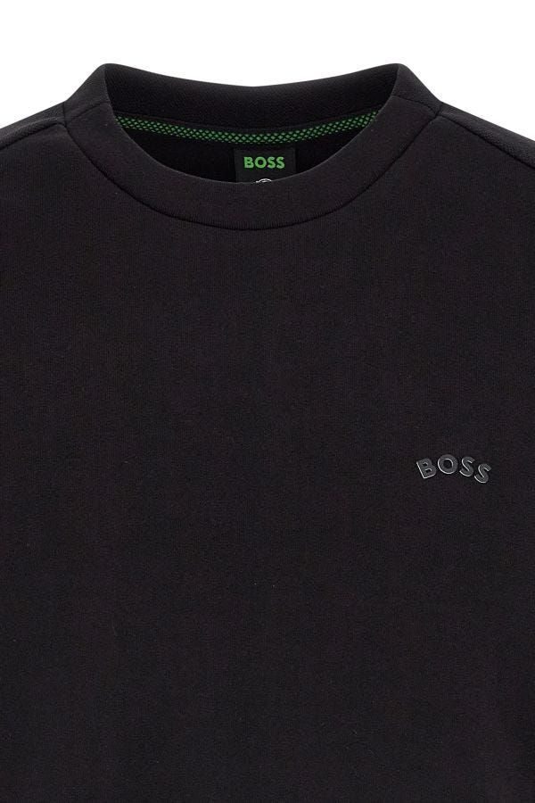 Elegant round neck sweatshirt made of black cotton
