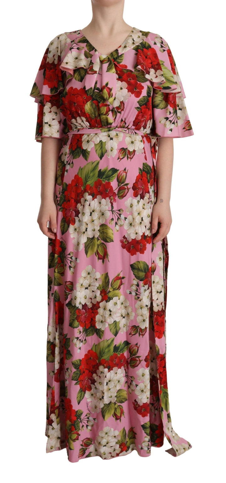 Charming silk maxi dress with floral pattern