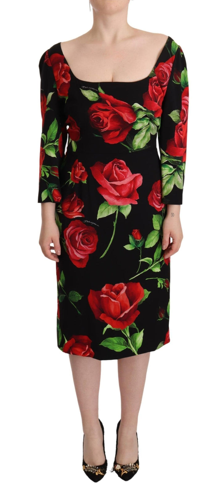 Elegant silk sheath dress with floral print