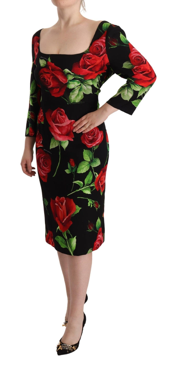 Elegant silk sheath dress with floral print