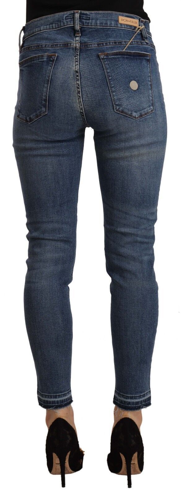 Blaue Slim Fit Jeans aus Baumwoll-Denim mit mittlerer Taille