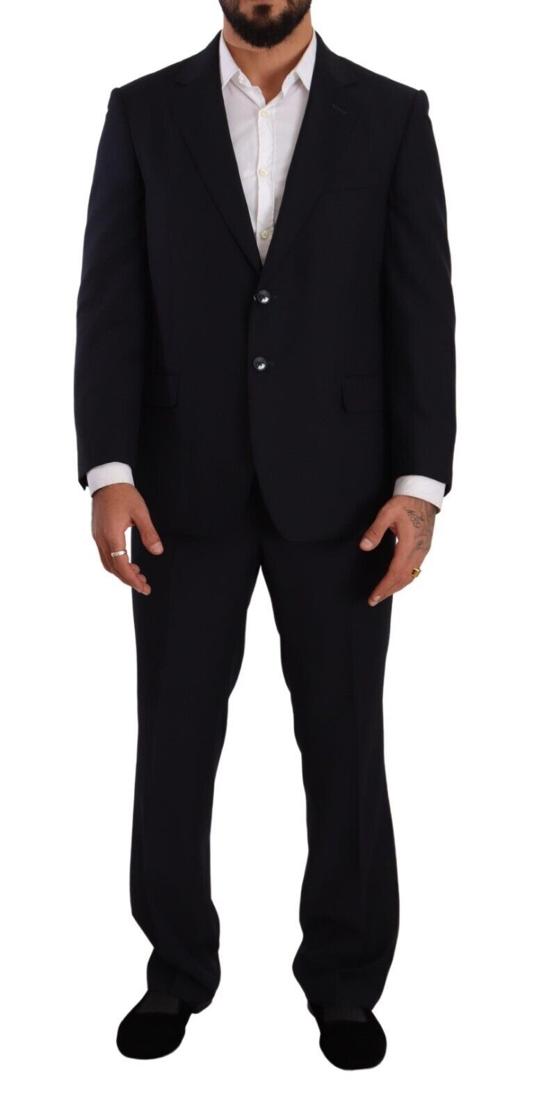 Exquisite blue two-piece suit with deconstructed blazer