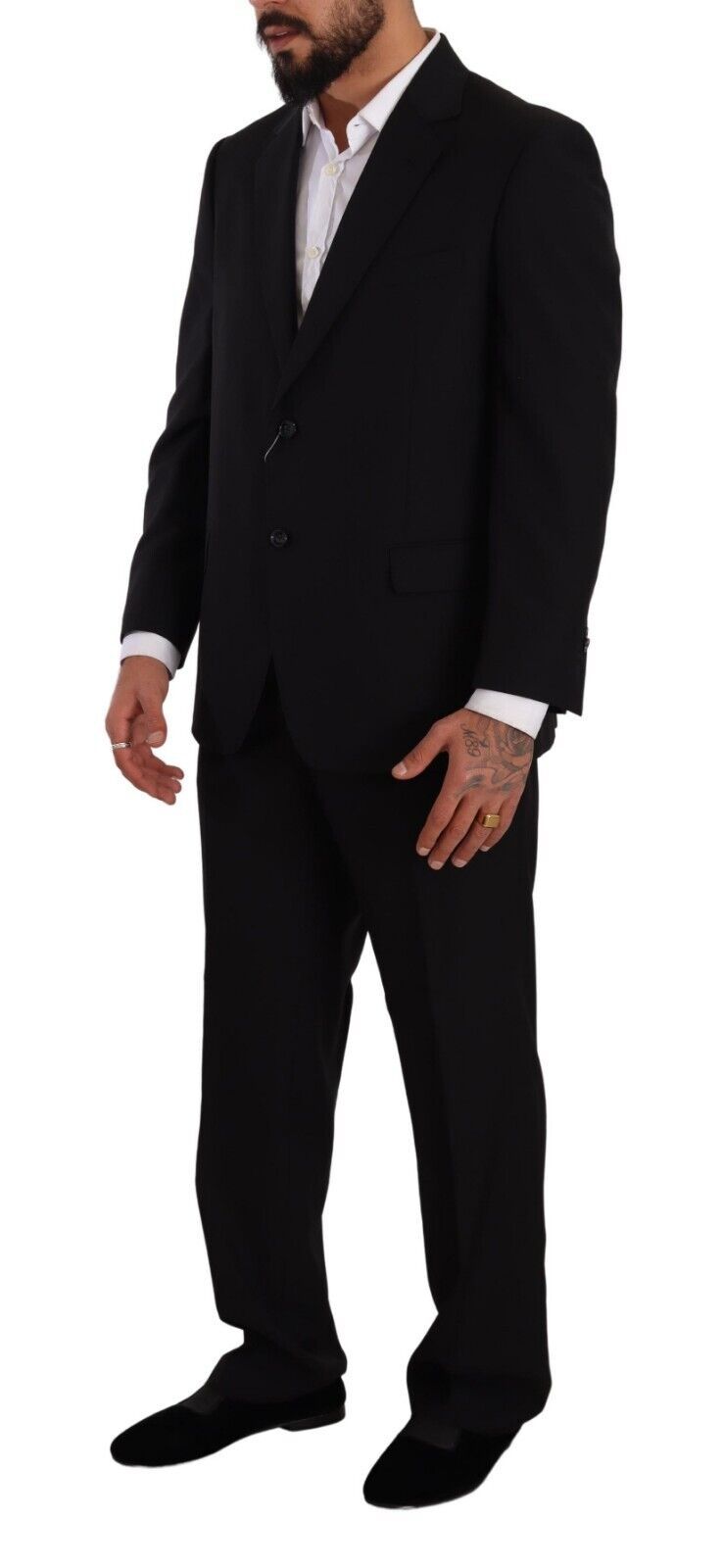 Schwarzer einreihiger formeller Anzug aus Polyester
