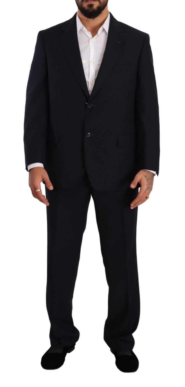 Elegant blue two-piece deconstructed suit