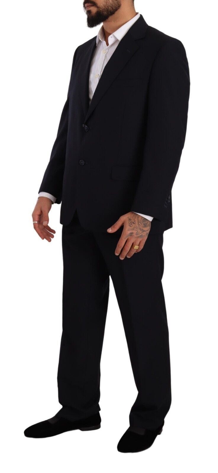 Elegant blue two-piece deconstructed suit
