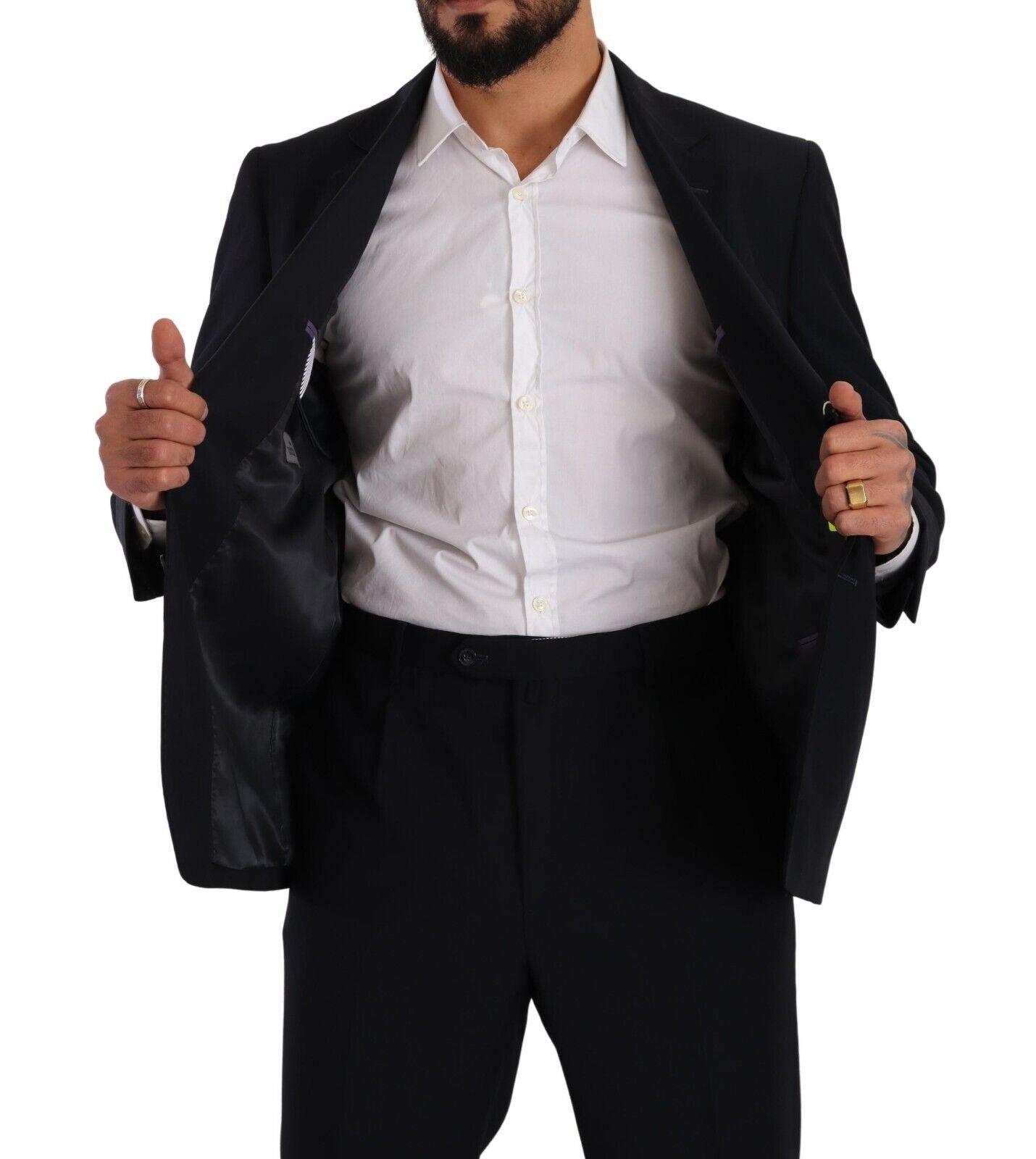 Elegant blue two-piece deconstructed suit