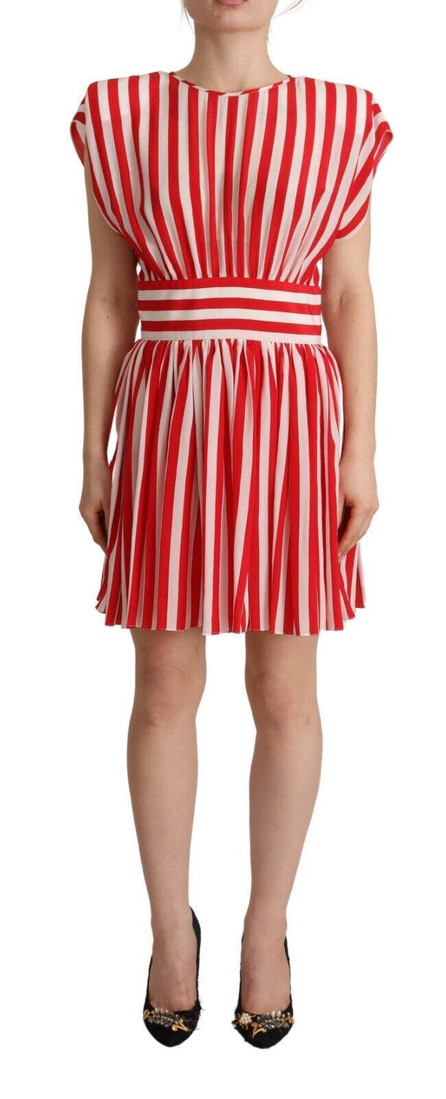 Elegant striped silk A-line mini dress