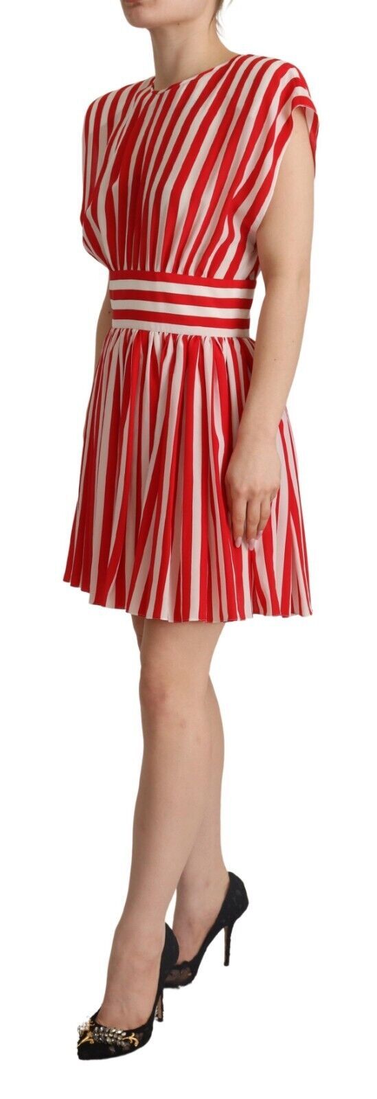 Elegant striped silk A-line mini dress