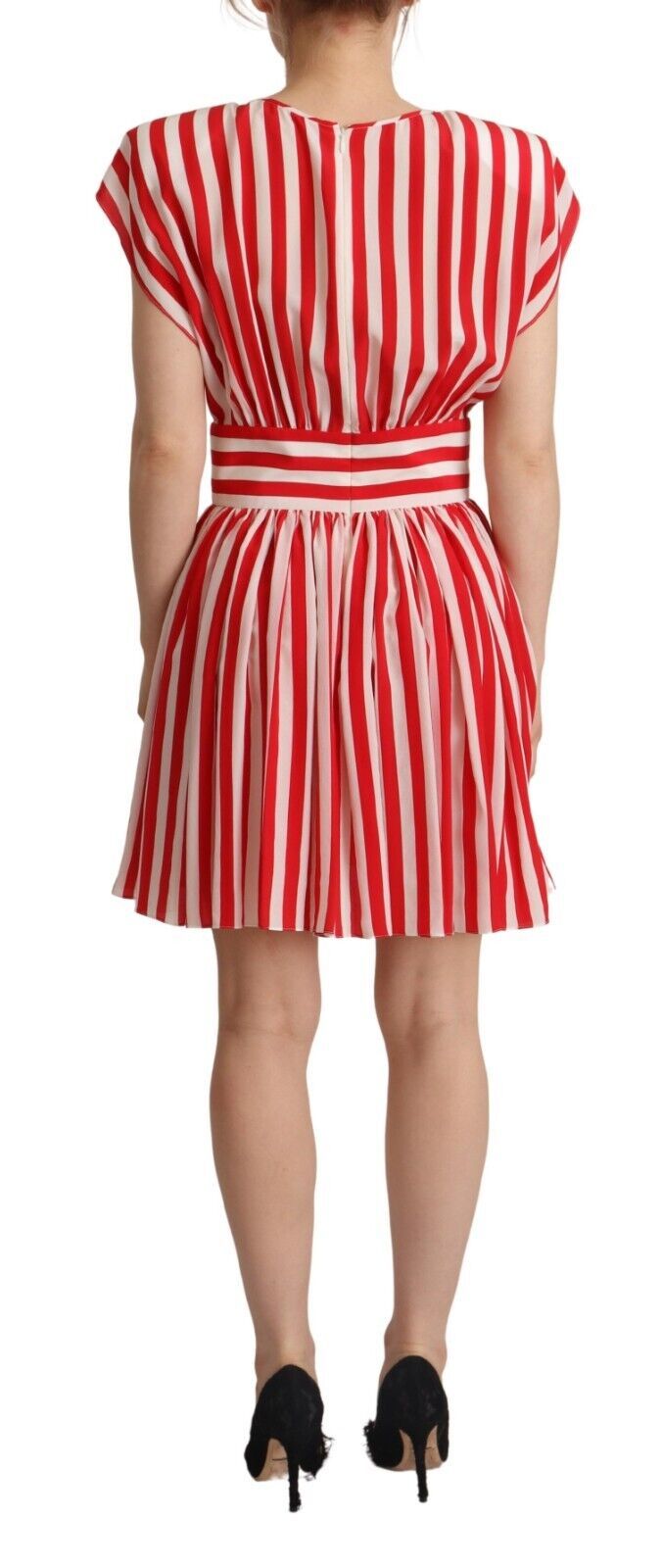 Elegant striped silk A-line mini dress