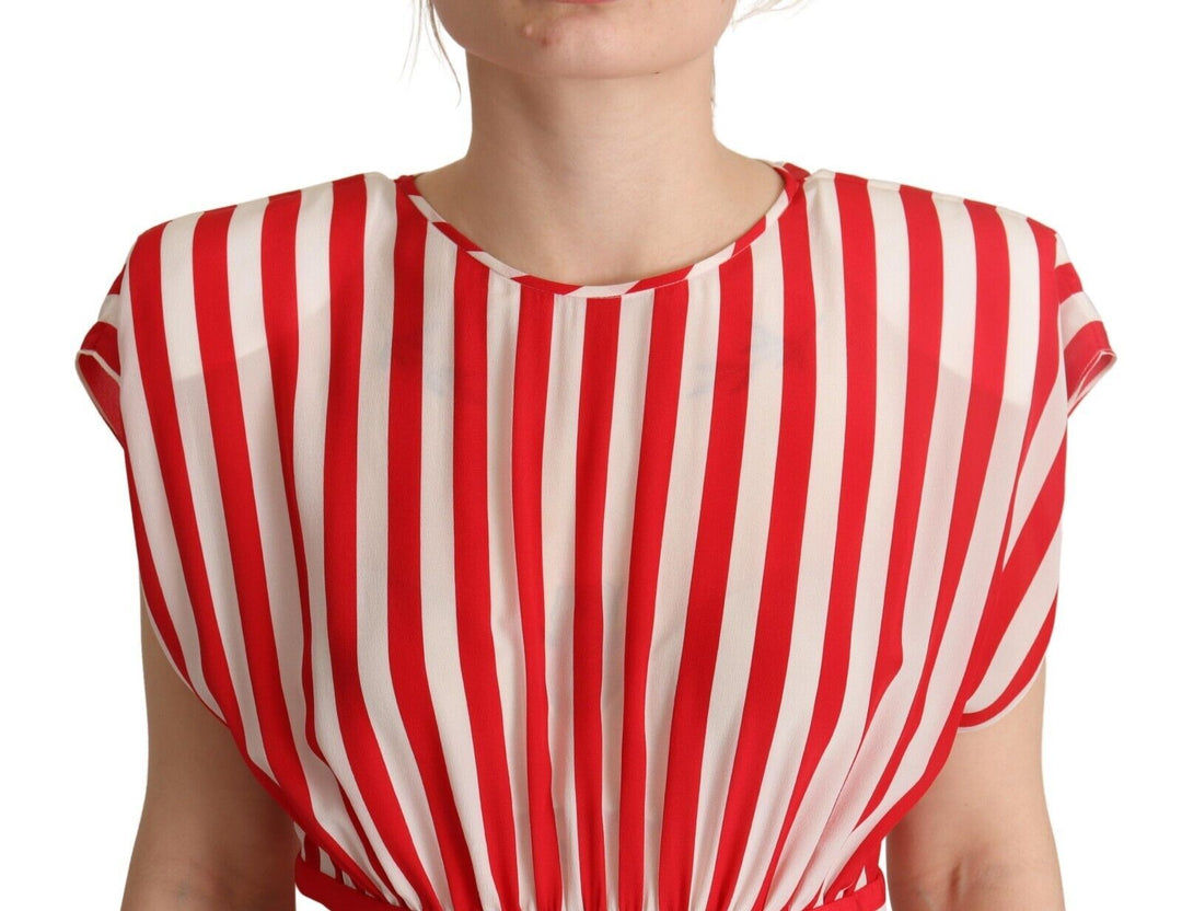 Elegant striped silk A-line mini dress