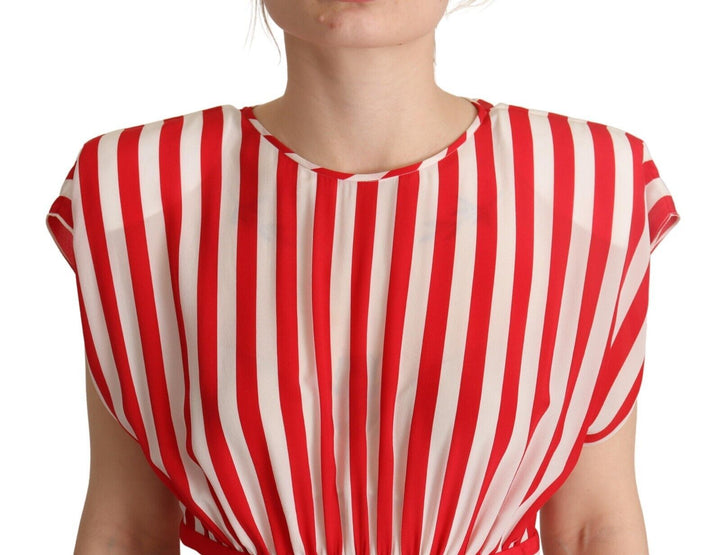 Elegant striped silk A-line mini dress