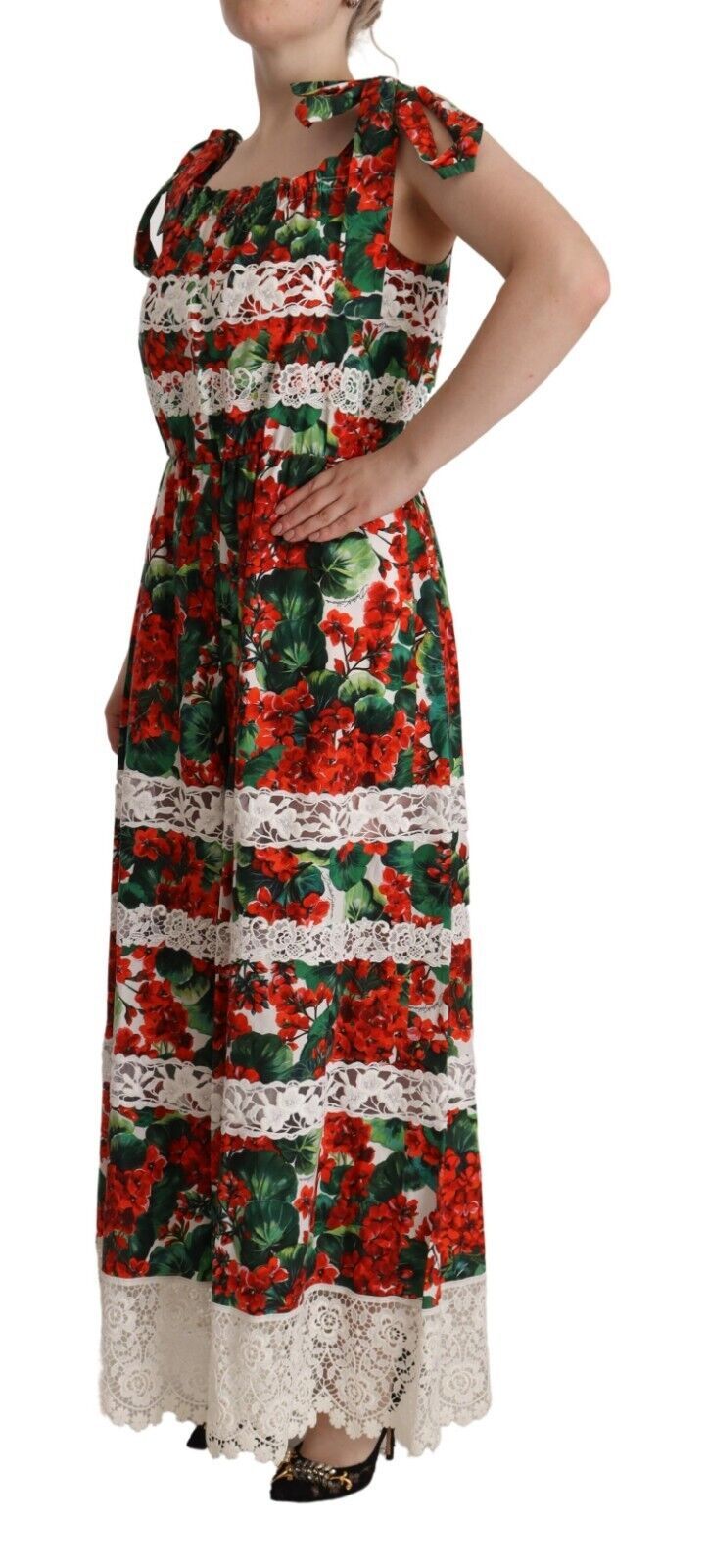Multicolor maxi dress with floral pattern