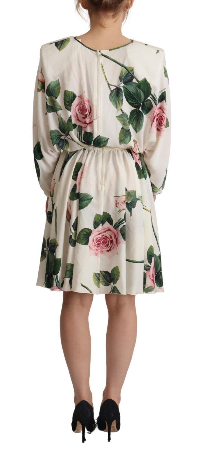 Elegant floral A-line silk dress