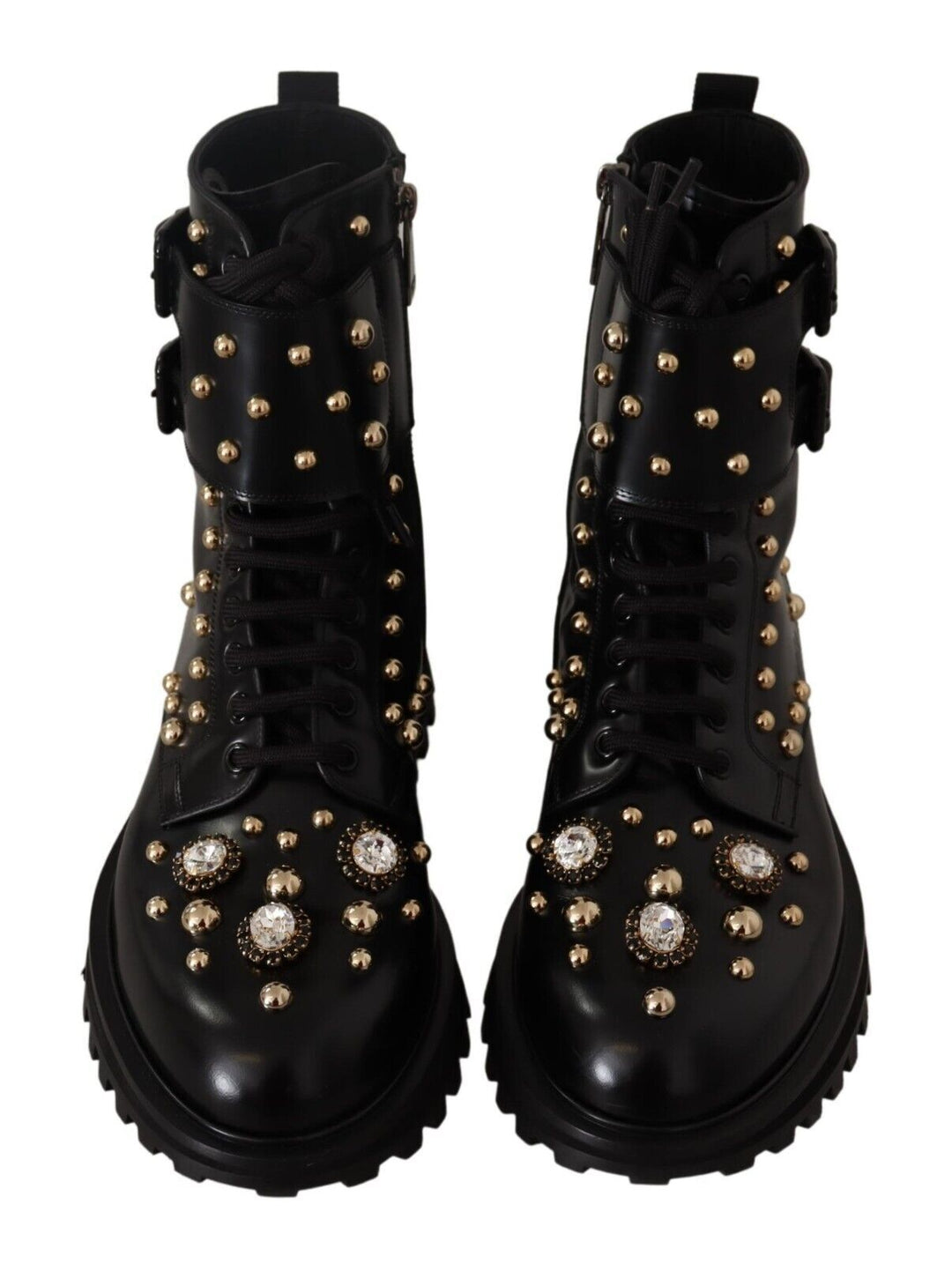 Dolce & Gabbana Schwarze kristallbesetzte formelle Stiefel