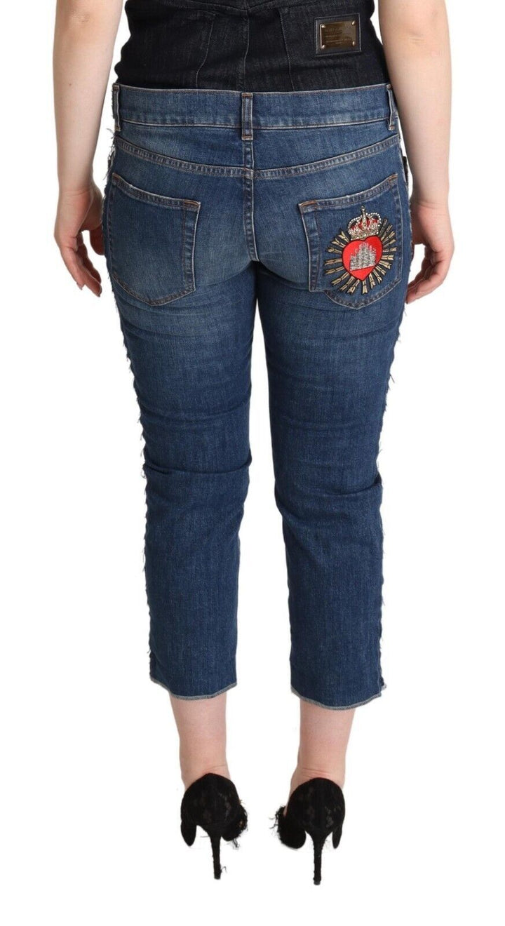 Elegant mid-waist cropped denim