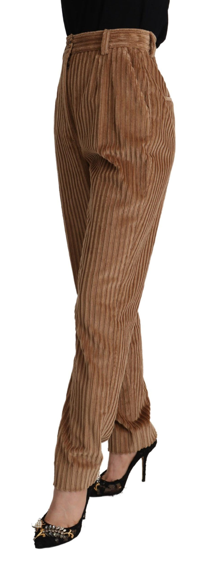 Braune Cordhose aus Baumwolle, konisch zulaufende Hose