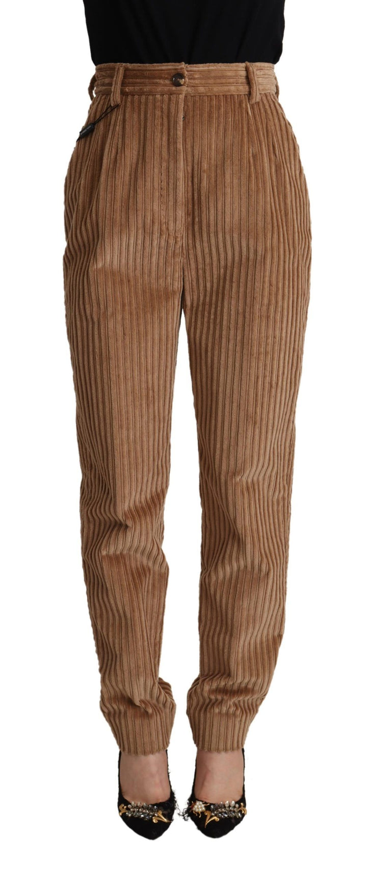 Braune Cordhose aus Baumwolle, konisch zulaufende Hose
