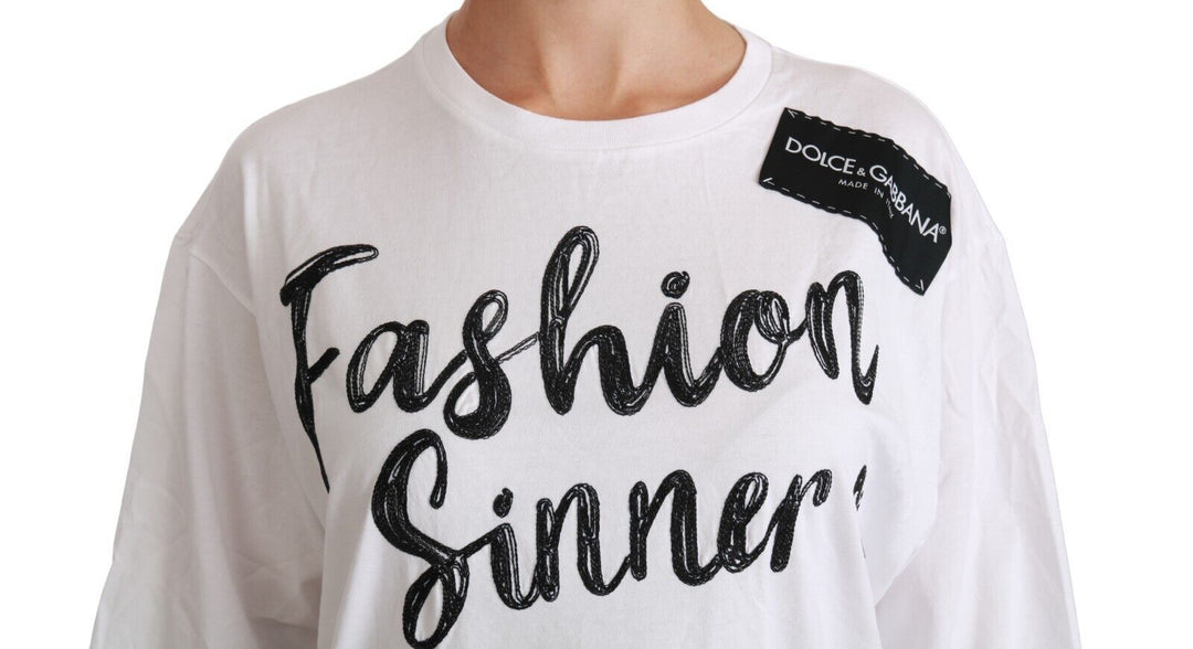 Weißes Fashion Sinner Baumwoll-Spitzen-T-Shirt-Top