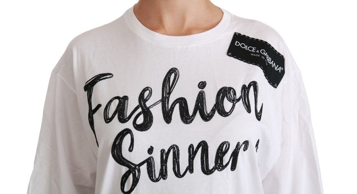 Weißes Fashion Sinner Baumwoll-Spitzen-T-Shirt-Top