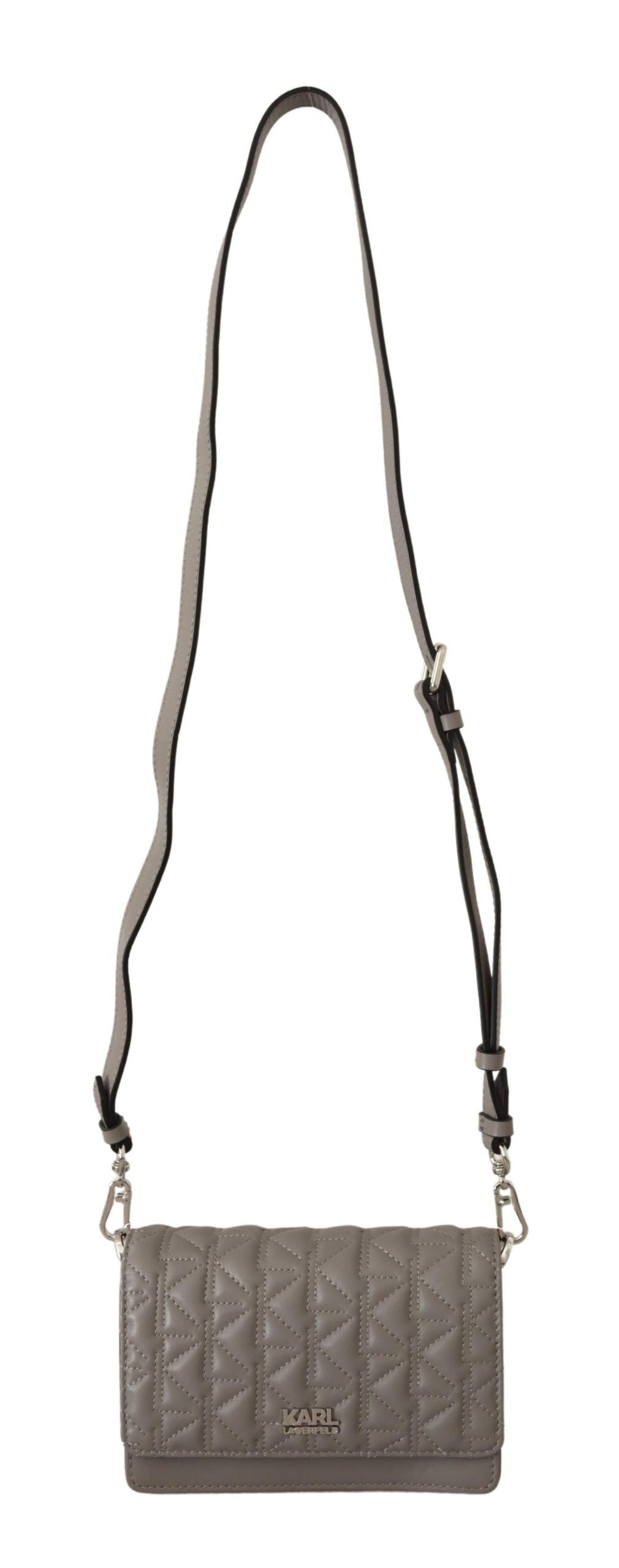 Elegant grey leather crossbody bag