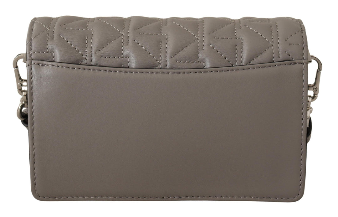 Elegante graue Leder-Crossbody-Tasche