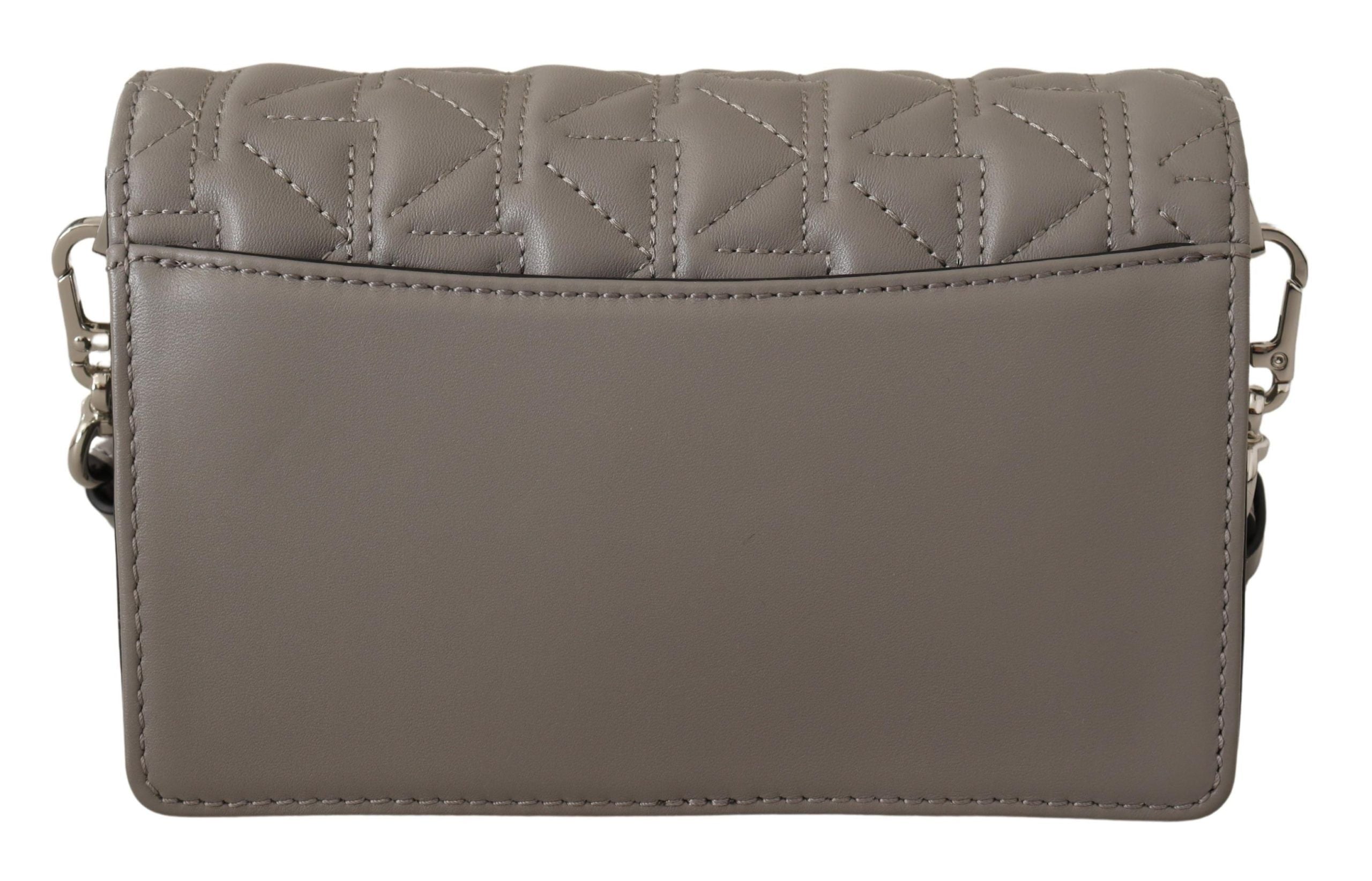 Elegant grey leather crossbody bag