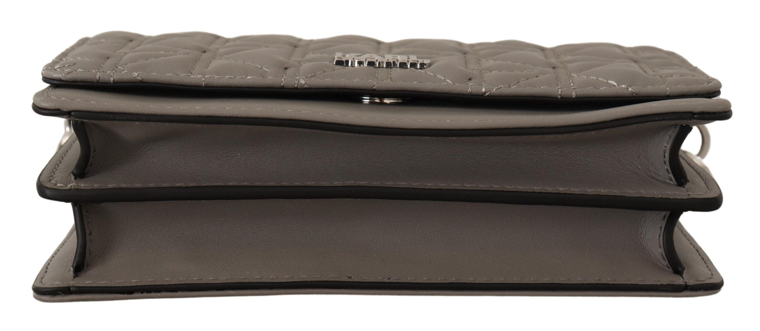 Elegant grey leather crossbody bag