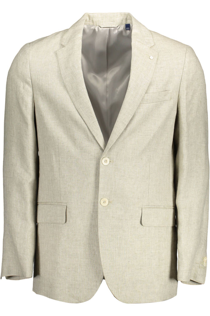 Classic beige linen jacket with logo details
