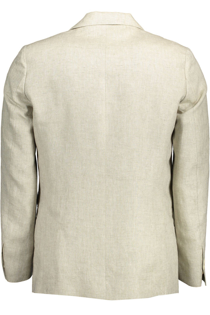 Classic beige linen jacket with logo details