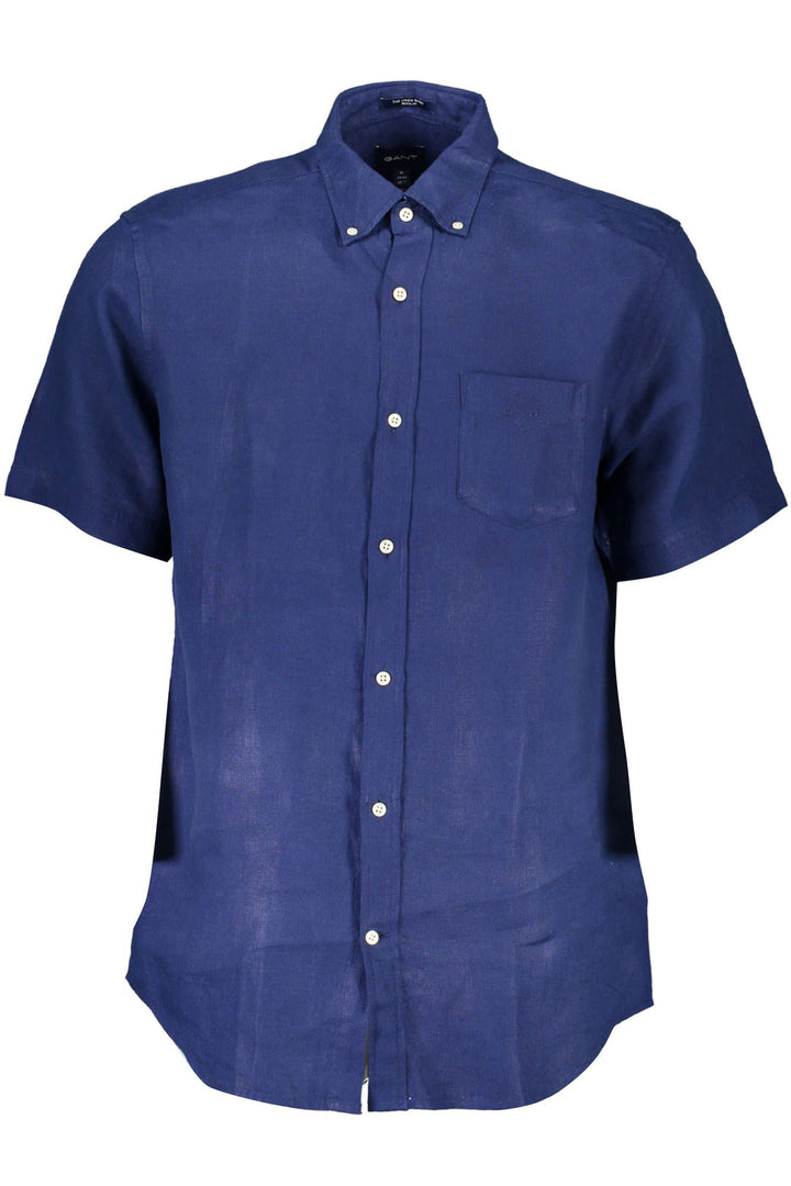 Elegant blue linen shirt with button placket