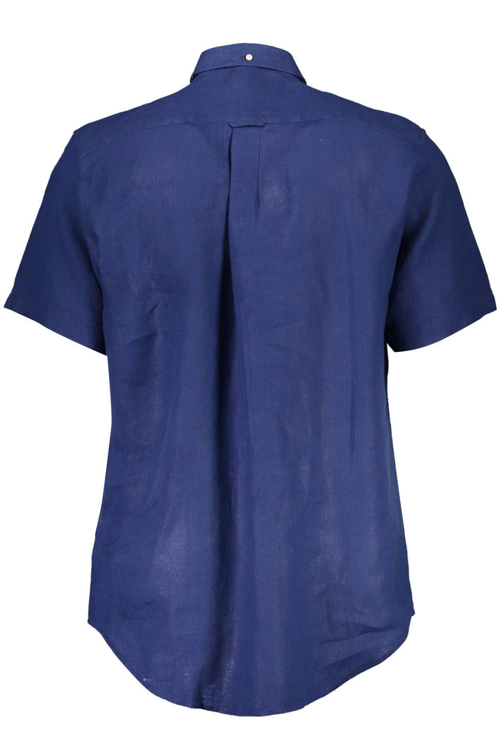 Elegant blue linen shirt with button placket
