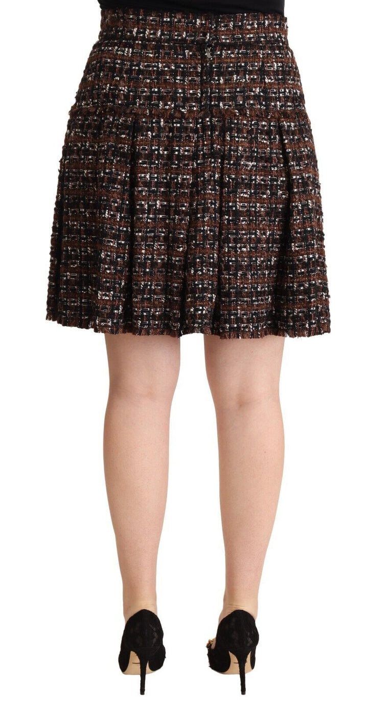 Brauner Mini-Faltenrock mit hoher Taille und A-Linie