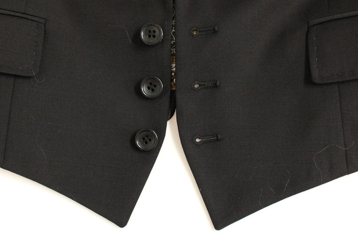 Dolce & Gabbana Eleganter schwarzer Blazer aus einer Seidenmischung mit Rückenschal