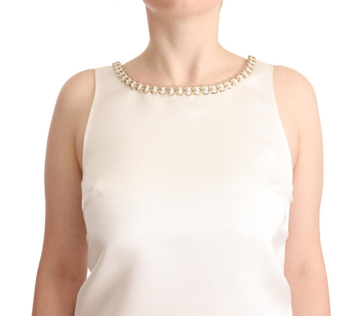 Elegant sleeveless mini dress with embellished neckline
