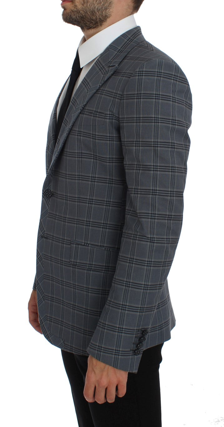 Elegant blue checked blazer in slim fit