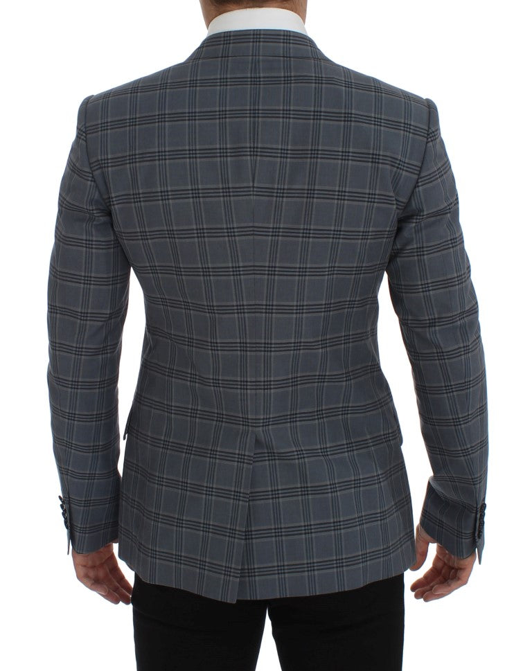Elegant blue checked blazer in slim fit