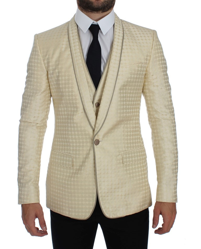 Refined polka dot blazer and vest in beige