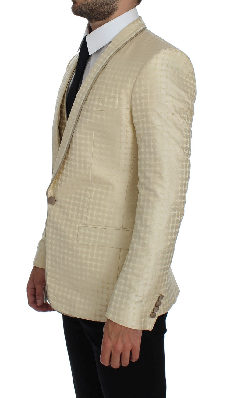Refined polka dot blazer and vest in beige