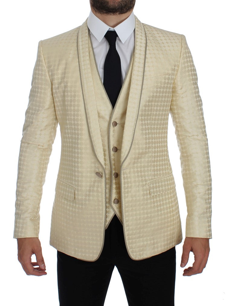 Refined polka dot blazer and vest in beige