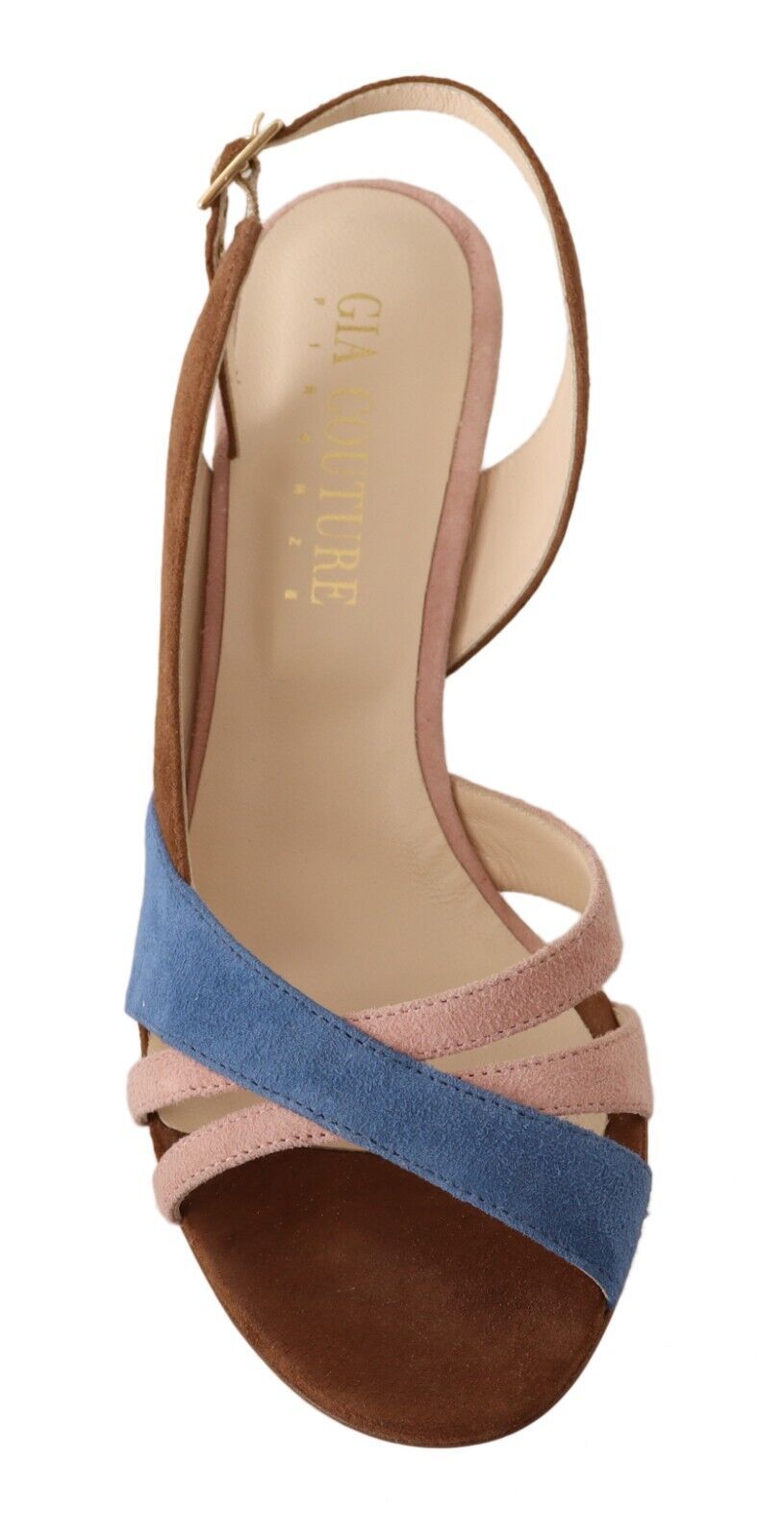 Chic multicolor suede sandals with slingback heel