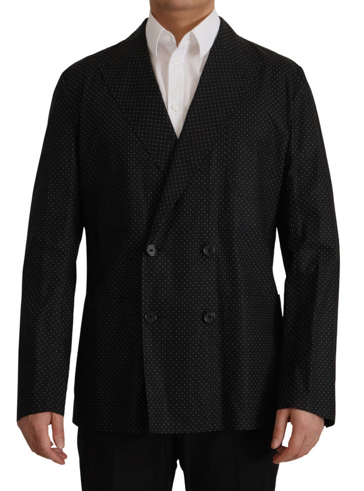 Schwarz gepunktete Blazerjacke aus Baumwolle